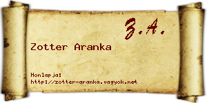 Zotter Aranka névjegykártya